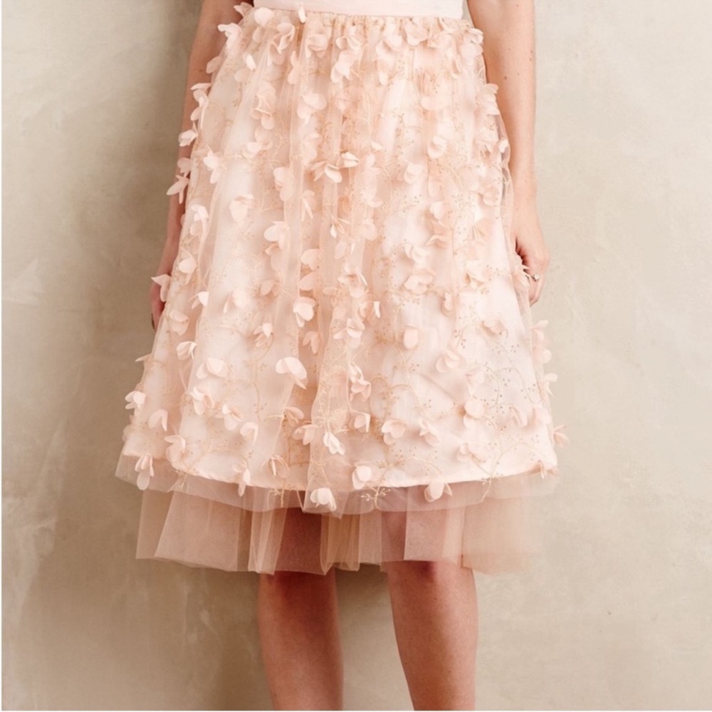 Anthropologie Pink Floral Skirt